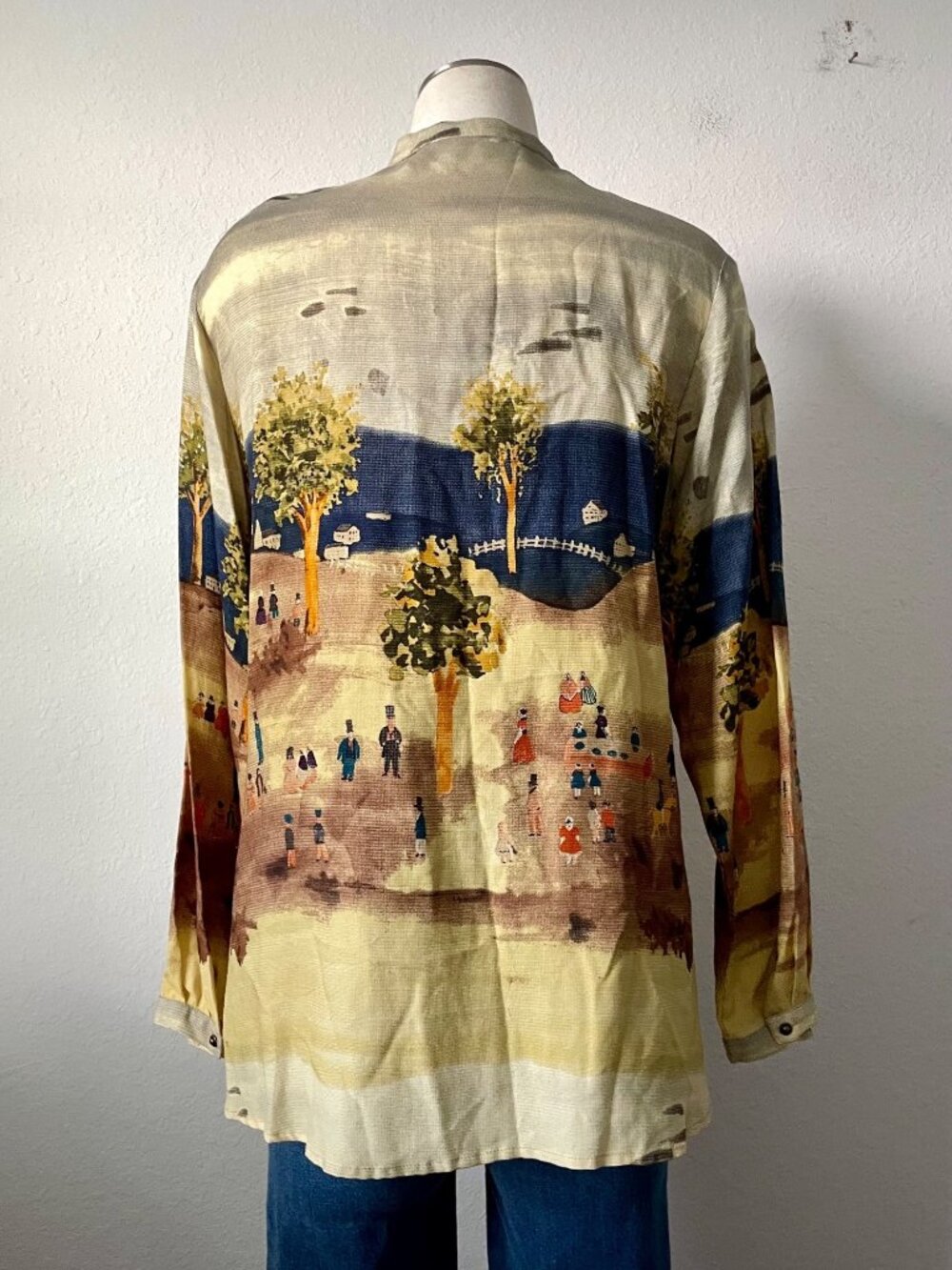 Vintage Platinum By Dorothy Schoelen Blouse Wearable Art Painting Print Small - Picture 8 of 14